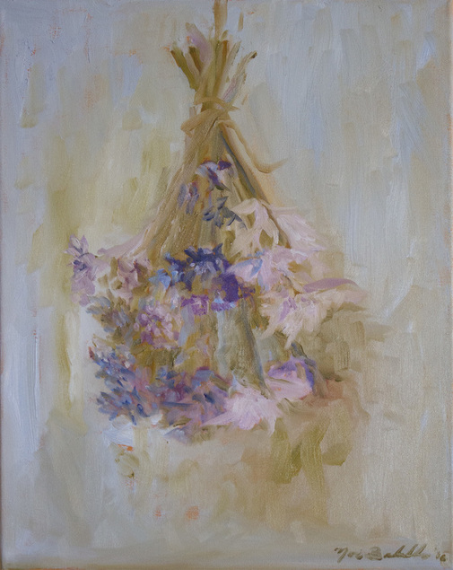 beautiful flower painting, hanging dried flower bouquets