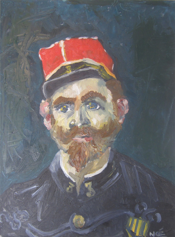 van gogh, portrait of milliet second lieutenant, zouaves, oil on canvas, van gogh reproduction